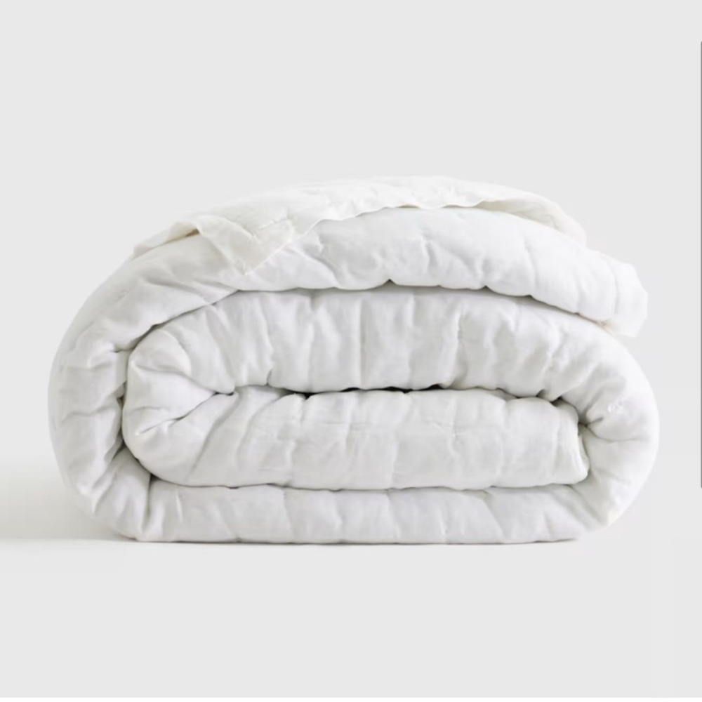 QUINCE European Linen Dream Quilt Full/Queen White 7214